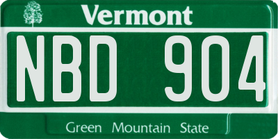 VT license plate NBD904