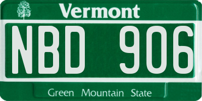 VT license plate NBD906