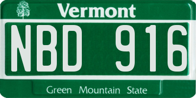 VT license plate NBD916