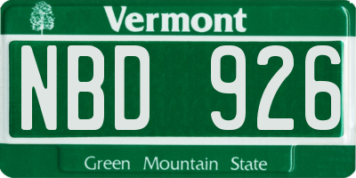 VT license plate NBD926