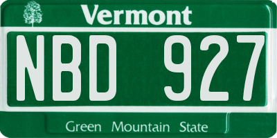 VT license plate NBD927