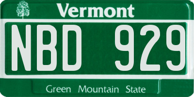 VT license plate NBD929