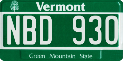 VT license plate NBD930