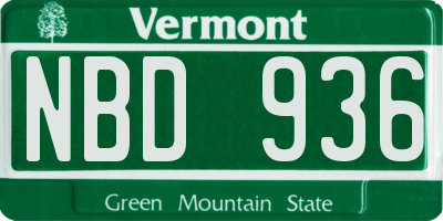 VT license plate NBD936