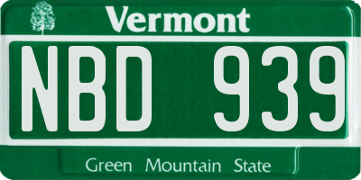 VT license plate NBD939