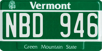 VT license plate NBD946