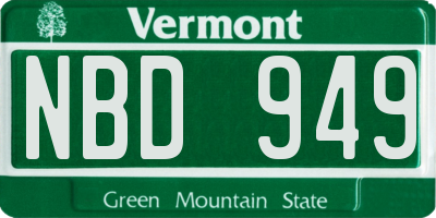 VT license plate NBD949