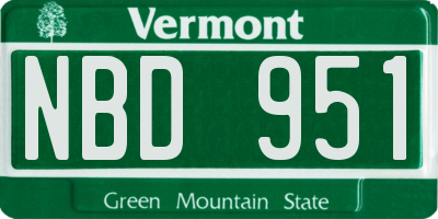 VT license plate NBD951