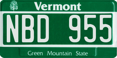 VT license plate NBD955