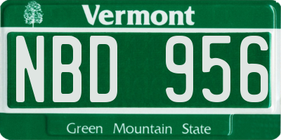 VT license plate NBD956