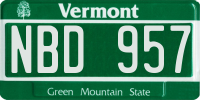 VT license plate NBD957