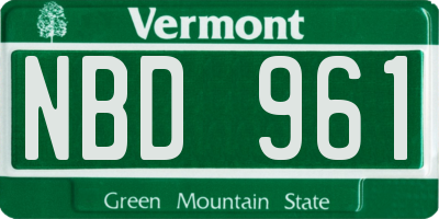 VT license plate NBD961