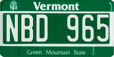 VT license plate NBD965