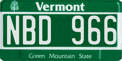 VT license plate NBD966