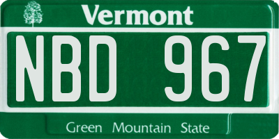 VT license plate NBD967