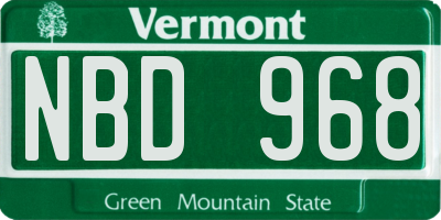 VT license plate NBD968