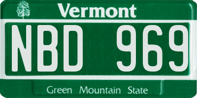 VT license plate NBD969