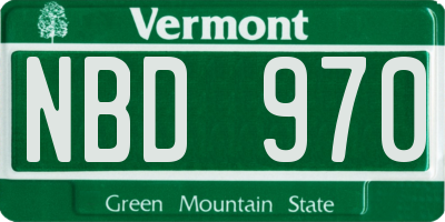 VT license plate NBD970