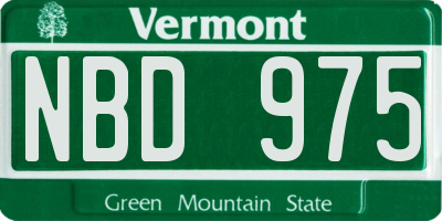 VT license plate NBD975