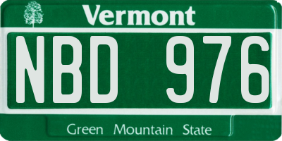 VT license plate NBD976