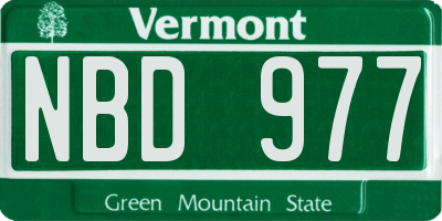 VT license plate NBD977