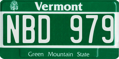 VT license plate NBD979