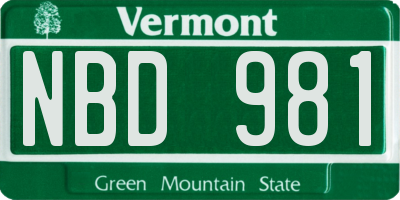 VT license plate NBD981