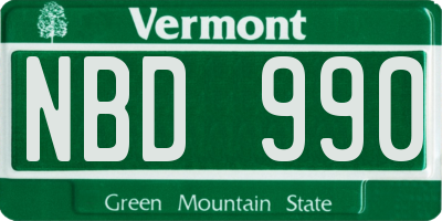 VT license plate NBD990