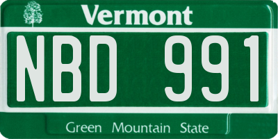 VT license plate NBD991