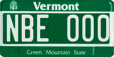VT license plate NBE000