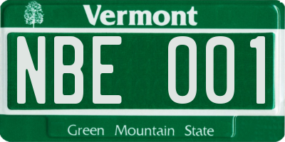 VT license plate NBE001