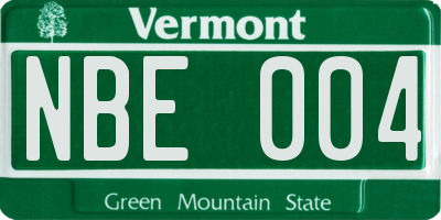 VT license plate NBE004