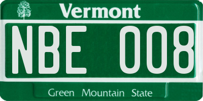 VT license plate NBE008