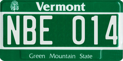 VT license plate NBE014