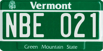 VT license plate NBE021