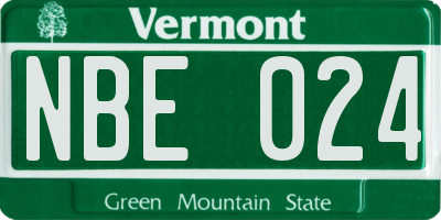 VT license plate NBE024