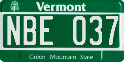 VT license plate NBE037