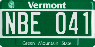 VT license plate NBE041