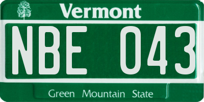 VT license plate NBE043