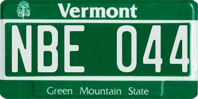 VT license plate NBE044