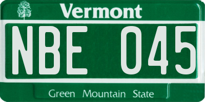 VT license plate NBE045