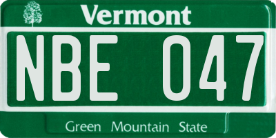 VT license plate NBE047