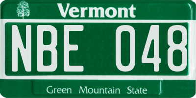 VT license plate NBE048