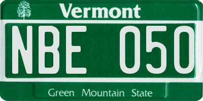 VT license plate NBE050
