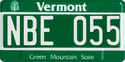 VT license plate NBE055