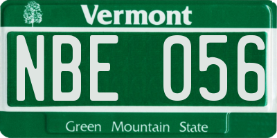 VT license plate NBE056