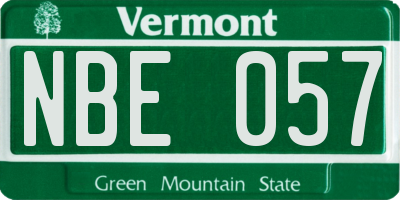 VT license plate NBE057