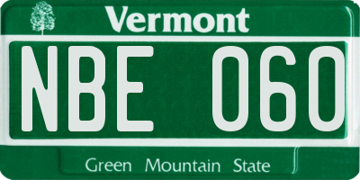 VT license plate NBE060
