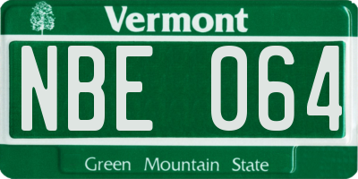 VT license plate NBE064