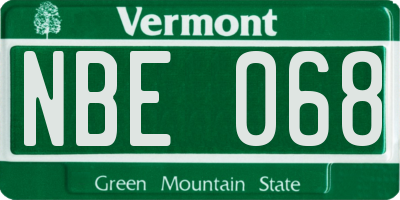 VT license plate NBE068